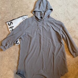 SHEIN Women's Gray Hooded Sweatshirt Dress